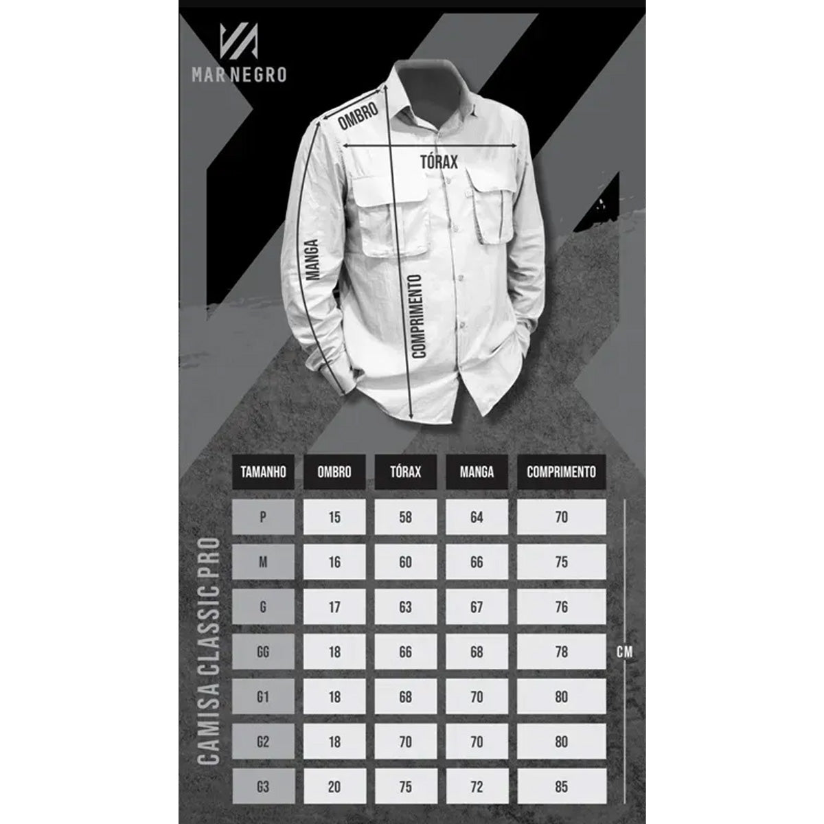 Camisa Mar Negro Classic Pro Mirante (+50UV)