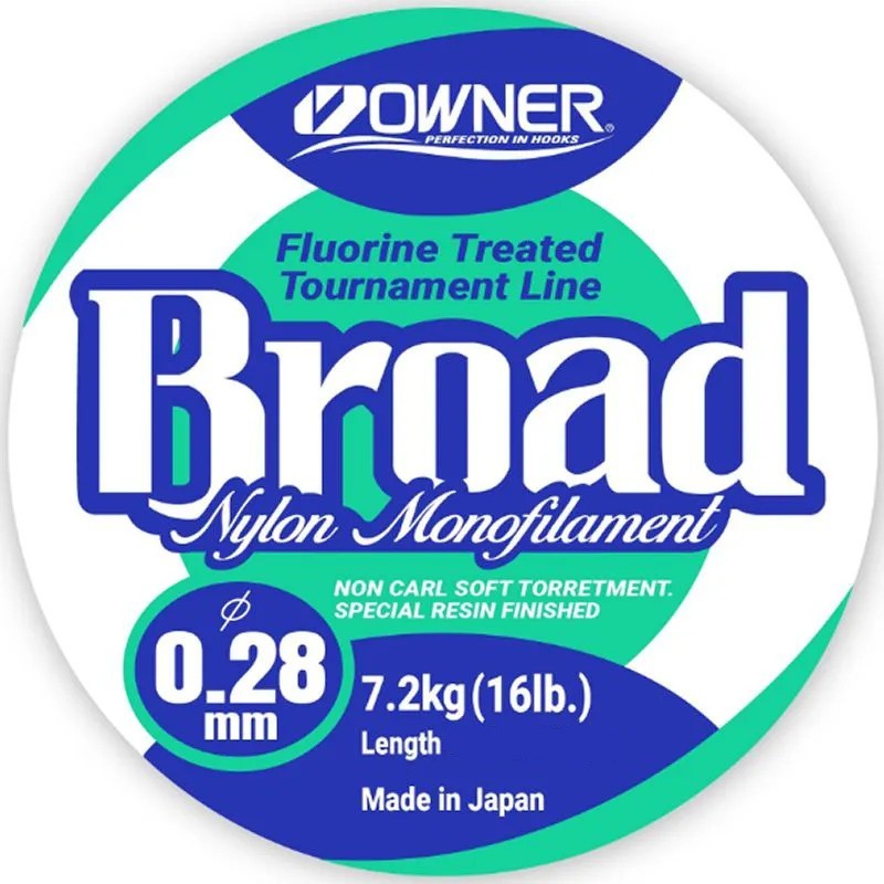 Linha Monofilamento Owner Broad 16lb Verde (0.28mm - 150m)