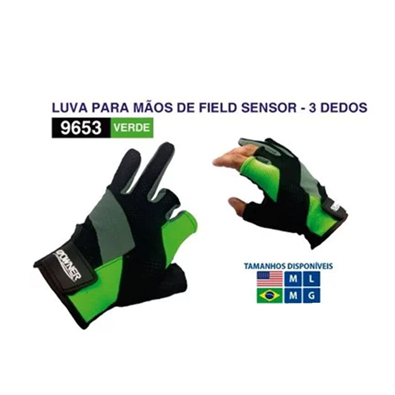 Luva Owner Field Sensor (Verde, 3 Dedos Livres)