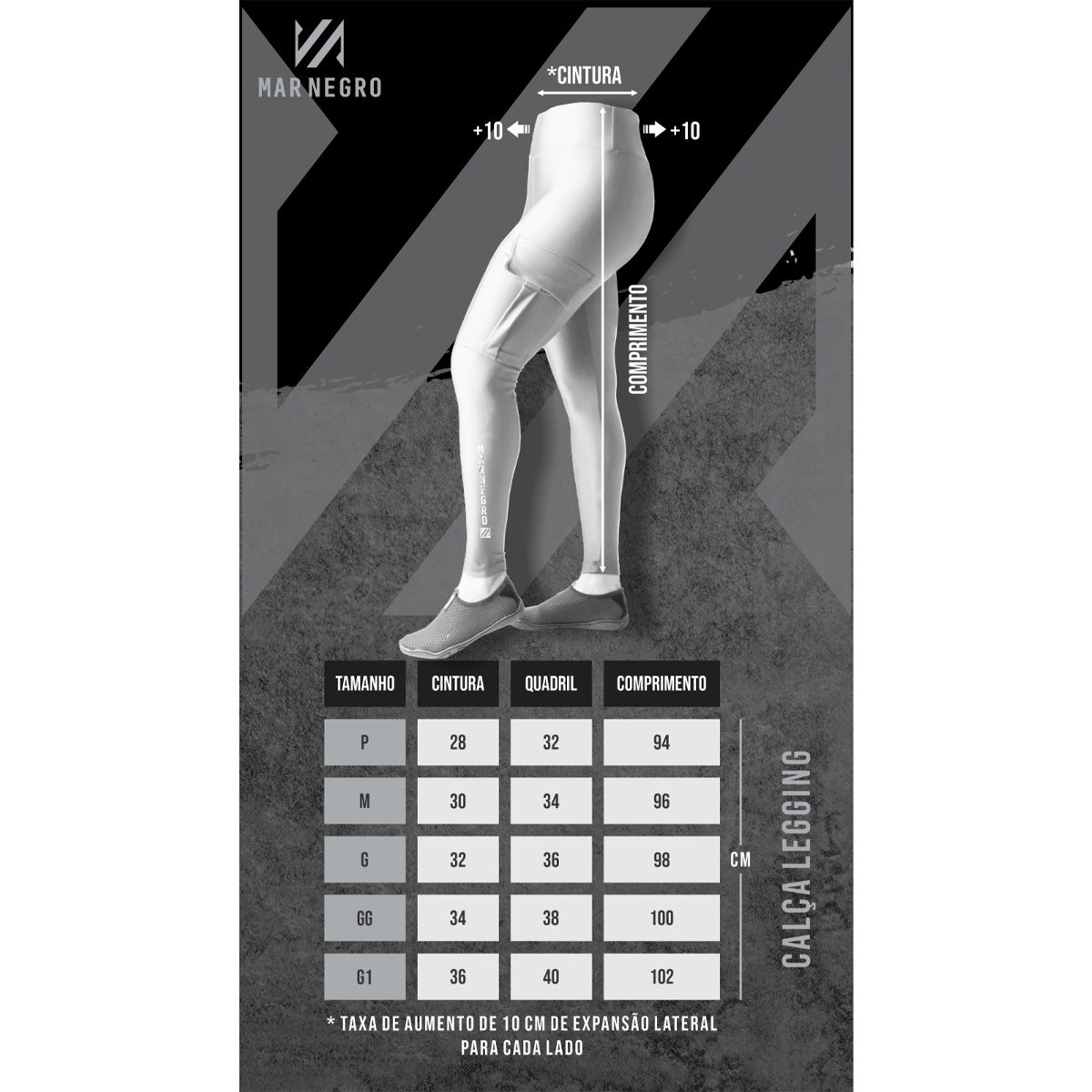 Calça Legging Mar Negro Sports (Preto, +50UV)