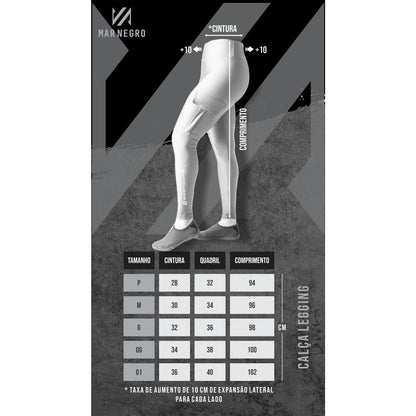 Calça Legging Mar Negro Sports (Preto, +50UV)
