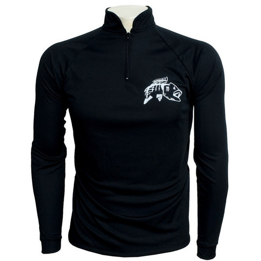 Camiseta de Pesca EP Fishing Basic Preto com Branco (+50UV, Tamanho Especial)