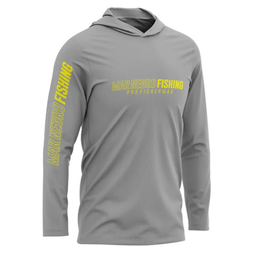 Camiseta Mar Negro Poliamida com Capuz Cinza Claro (Tamanho Especial, +50UV)