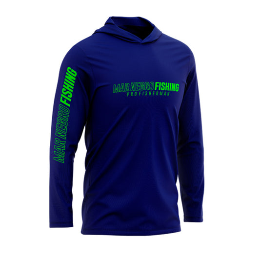 Camiseta Mar Negro Poliamida com Capuz Marinho  (Tam. Especial, +50UV)