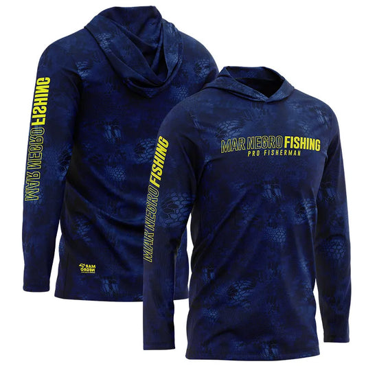 Camiseta Mar Negro Sublimada com Capuz Blue (Tamanho Especial, +50UV)