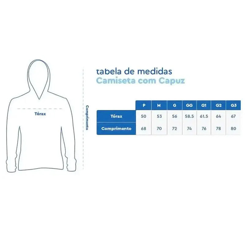 Camiseta Mar Negro Sublimada com Capuz Clear (Tamanho Especial, +50UV)