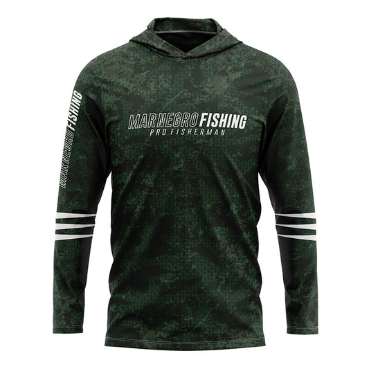 Camiseta Mar Negro Sublimada com Capuz Estonada Verde (+50UV)