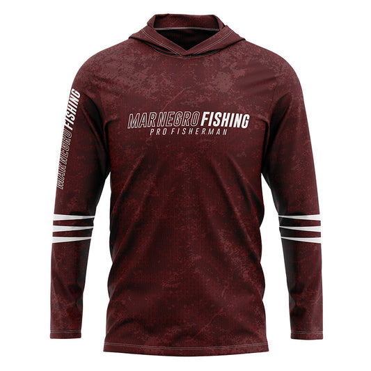 Camiseta Mar Negro Sublimada com Capuz Estonada Vermelho (+50UV)