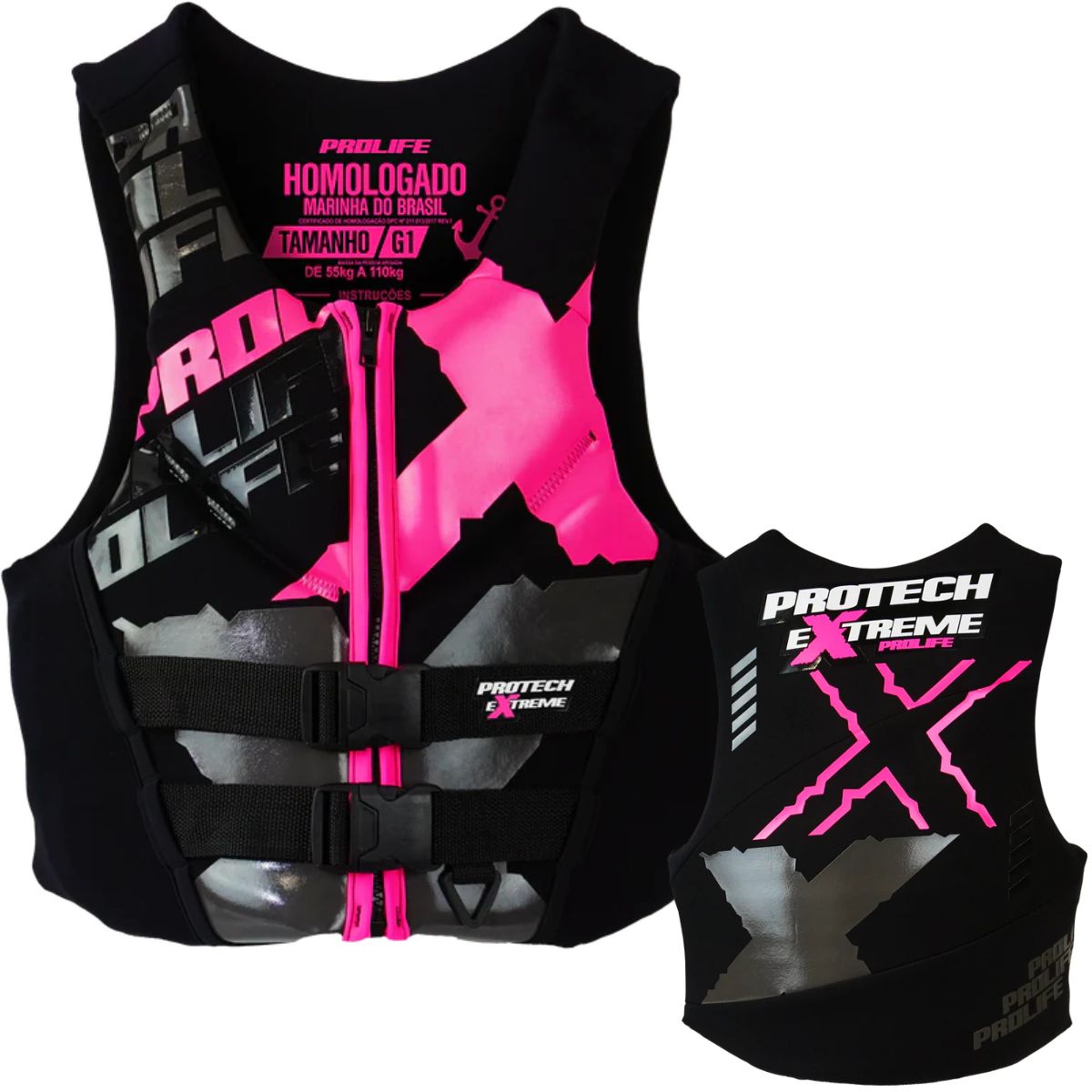 Colete Salva Vidas ProLife Protech Extreme Homologado - Rosa