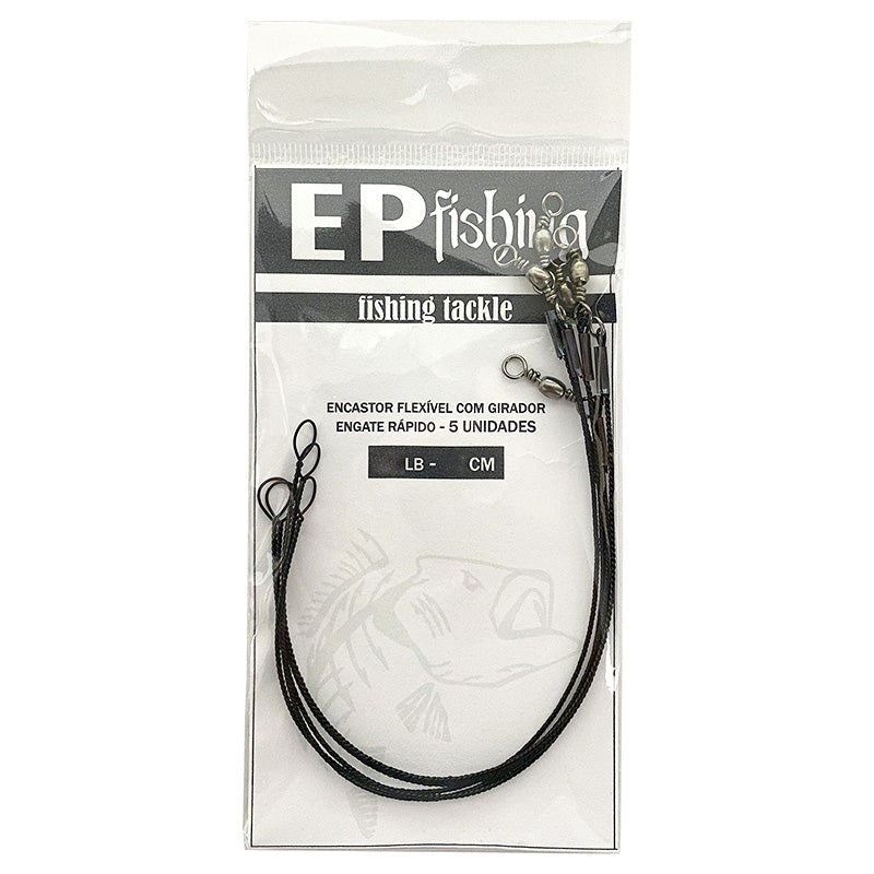 Encastoador Flexível EP Fishing com Girador Engate Rápido 70LB (50cm, 05un)