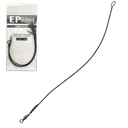 Encastoador Flexível EP Fishing com Girador Engate Rápido 90LB (50cm, 05un)