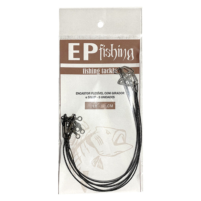 Encastor Flexível EP Fishing com Girador e Snap 60LB (25cm, 05un)