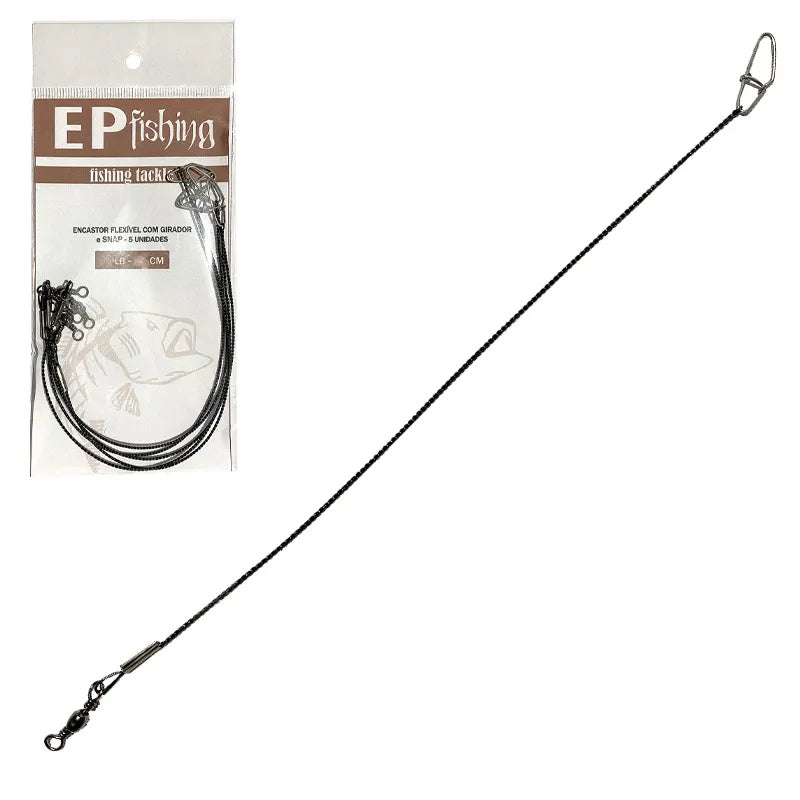 Encastor Flexível EP Fishing com Girador e Snap 70LB (30cm, 05un)