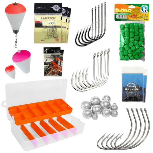 KIt Completo de Anzóis e Acessórios para Pesqueiro