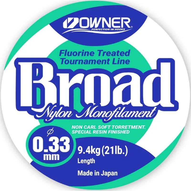 Linha Monofilamento Owner Broad 21lb Verde (0.33mm - 150m)