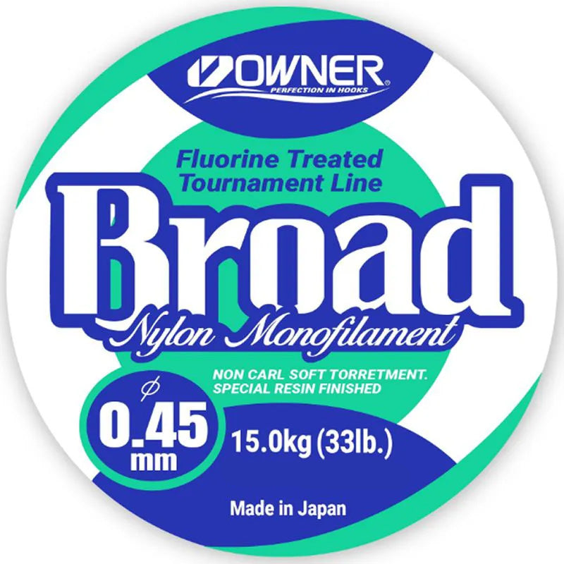 Linha Monofilamento Owner Broad 33lb Verde (0,45mm - 150m)